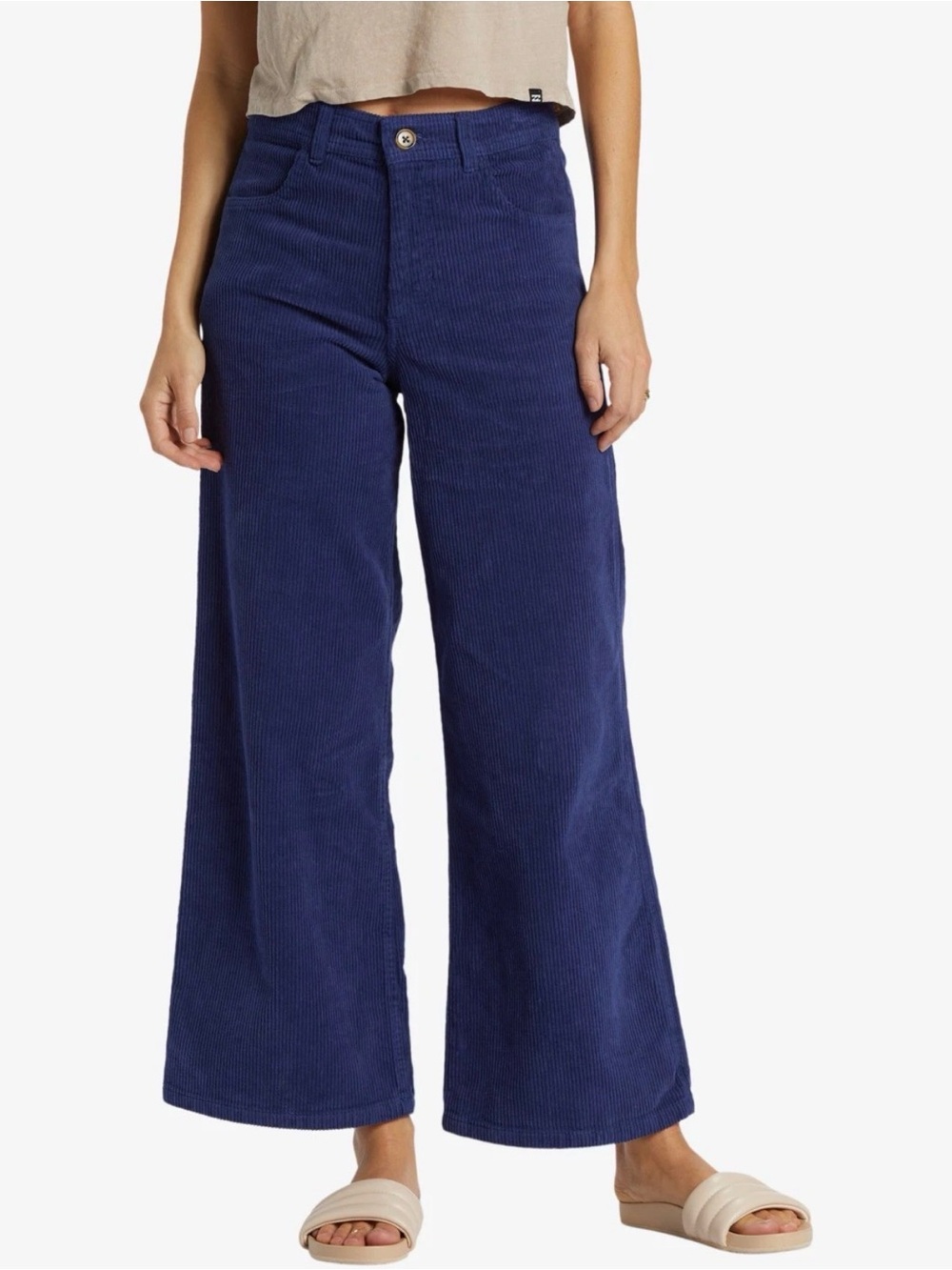 Sz 25 BILLABONG Be Free Wide Leg Blue Corduroy Pants High Waist